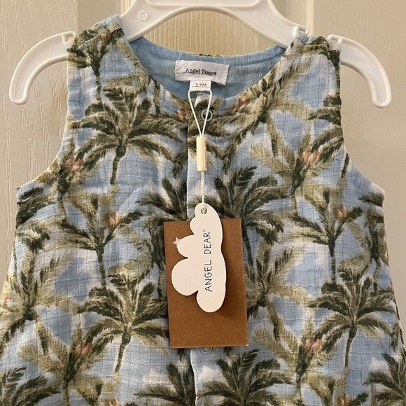 Angel Dear Palm Tree Jumpsuit Romper Muslin Cotton Boys Size 3-6 Months NWT - Picture 7 of 11